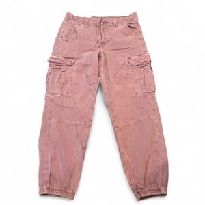 Women’s Pink American Eagle Super High Rise Jegging Cargo Parachute Pants SZ 12